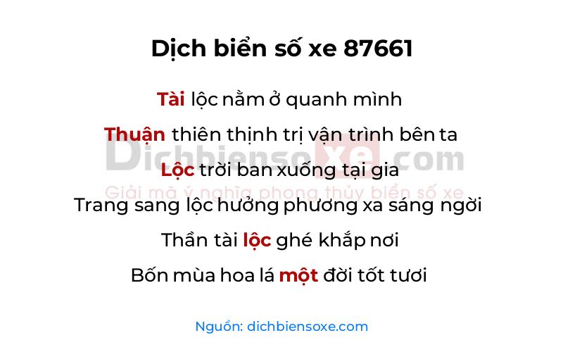 Dịch thơ biển số 87661
