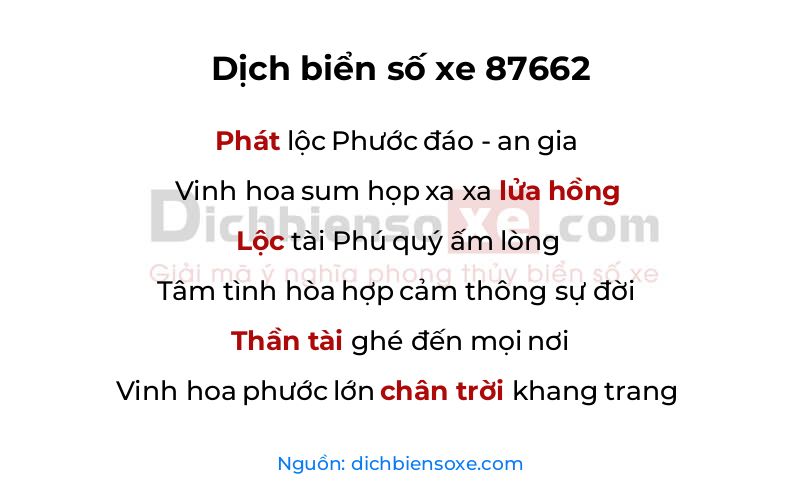 Dịch thơ biển số 87662