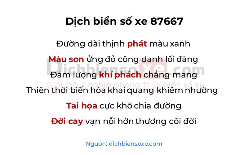 Dịch thơ biển số 87667