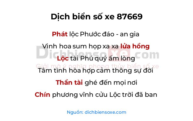 Dịch thơ biển số 87669