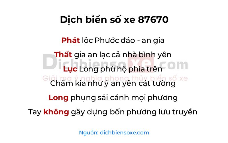 Dịch thơ biển số 87670