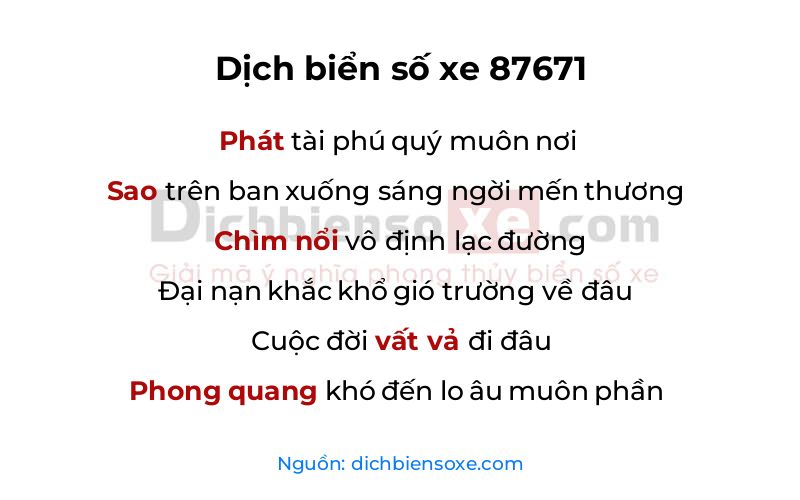 Dịch thơ biển số 87671
