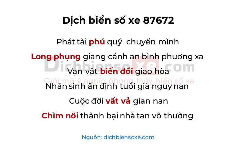 Dịch thơ biển số 87672