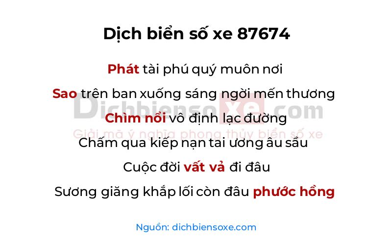 Dịch thơ biển số 87674