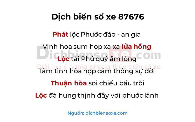 Dịch thơ biển số 87676