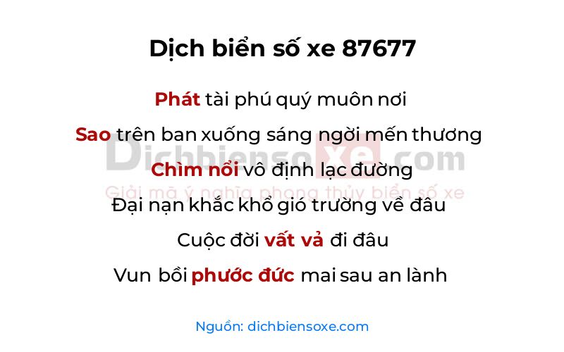 Dịch thơ biển số 87677