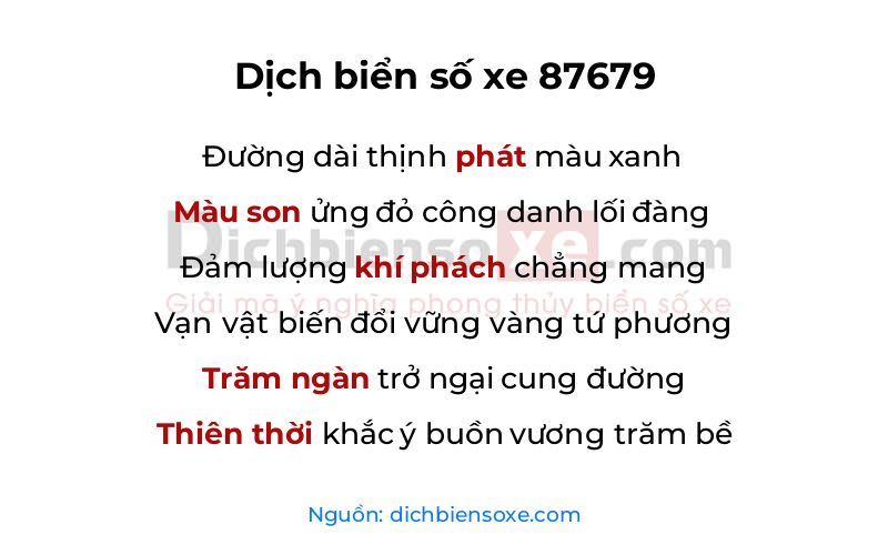Dịch thơ biển số 87679