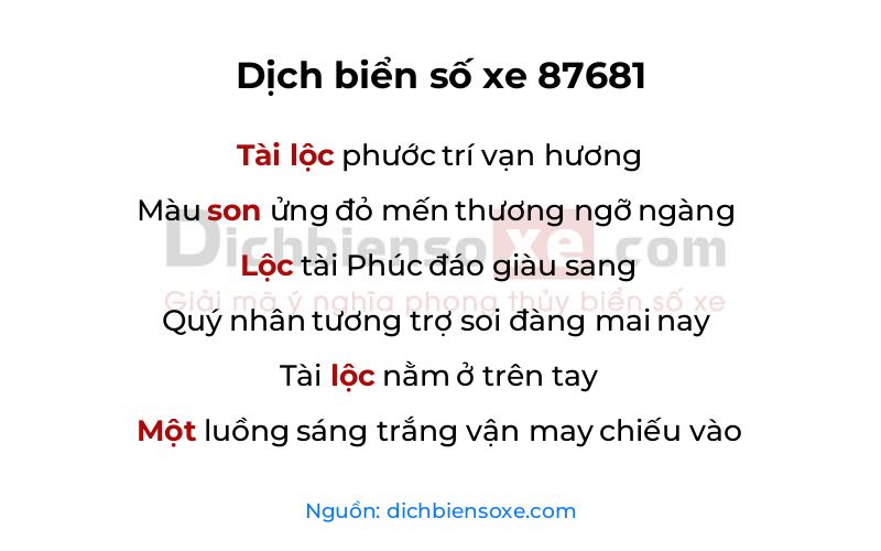 Dịch thơ biển số 87681