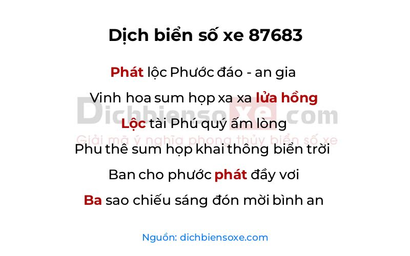 Dịch thơ biển số 87683
