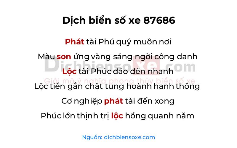 Dịch thơ biển số 87686