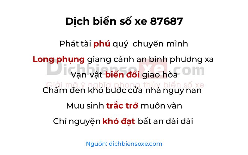 Dịch thơ biển số 87687
