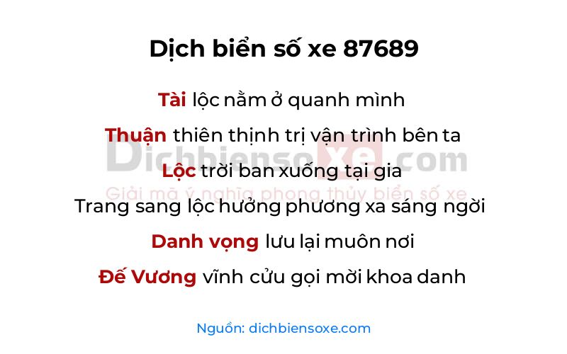 Dịch thơ biển số 87689