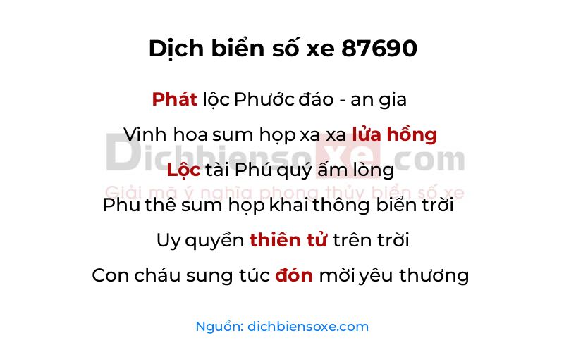 Dịch thơ biển số 87690
