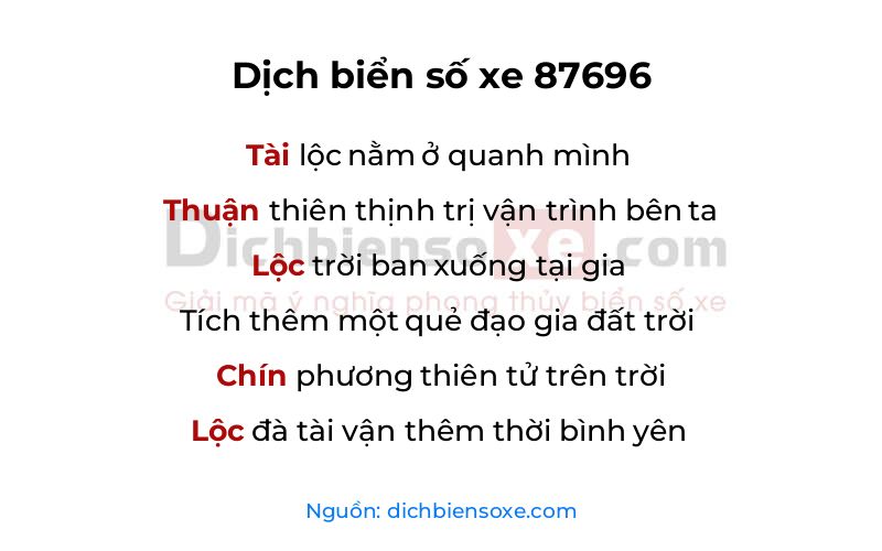 Dịch thơ biển số 87696