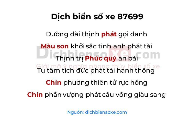 Dịch thơ biển số 87699