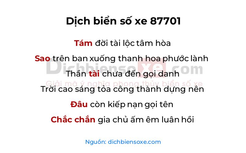 Dịch thơ biển số 87701