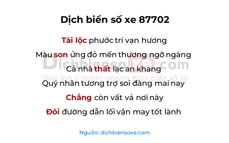 Dịch thơ biển số 87702