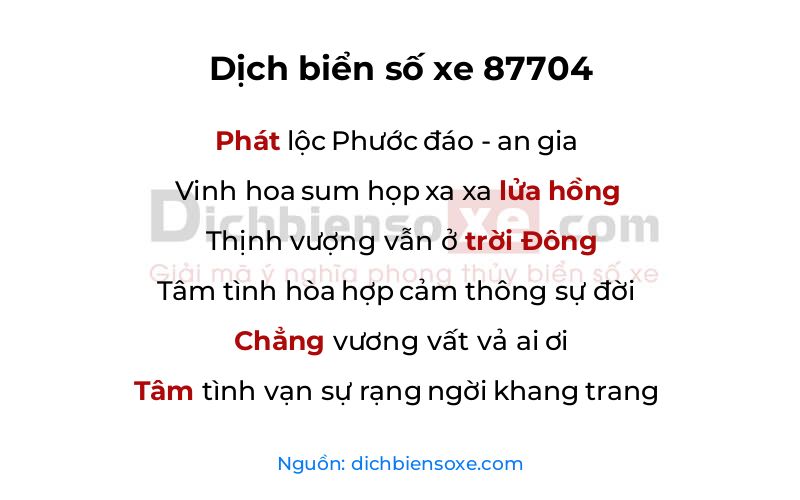Dịch thơ biển số 87704