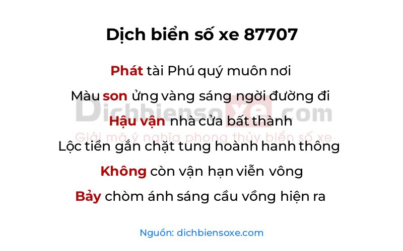 Dịch thơ biển số 87707