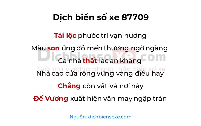 Dịch thơ biển số 87709