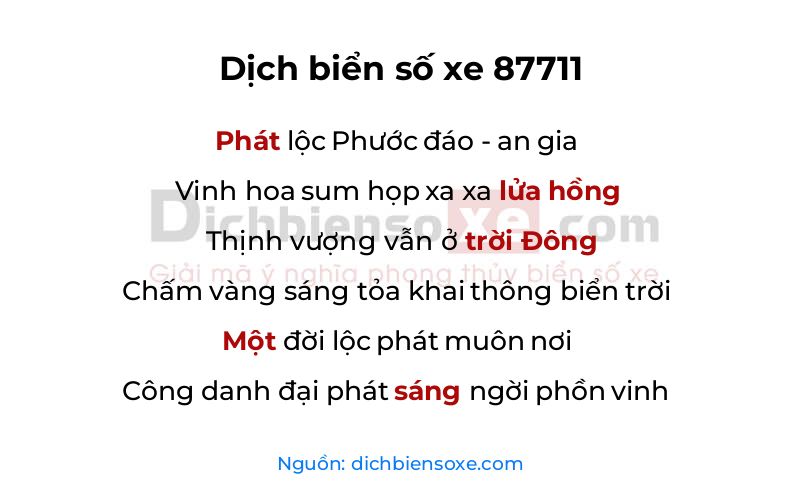Dịch thơ biển số 87711