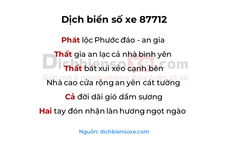 Dịch thơ biển số 87712