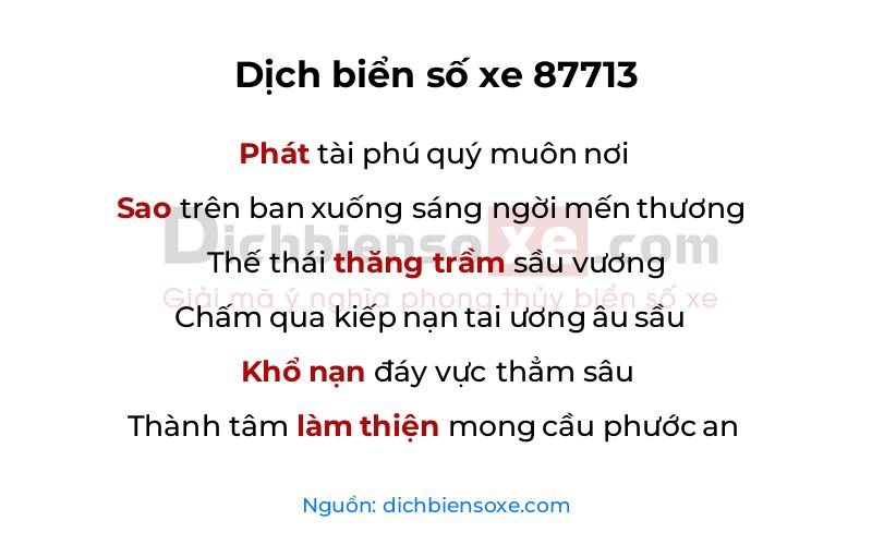 Dịch thơ biển số 87713