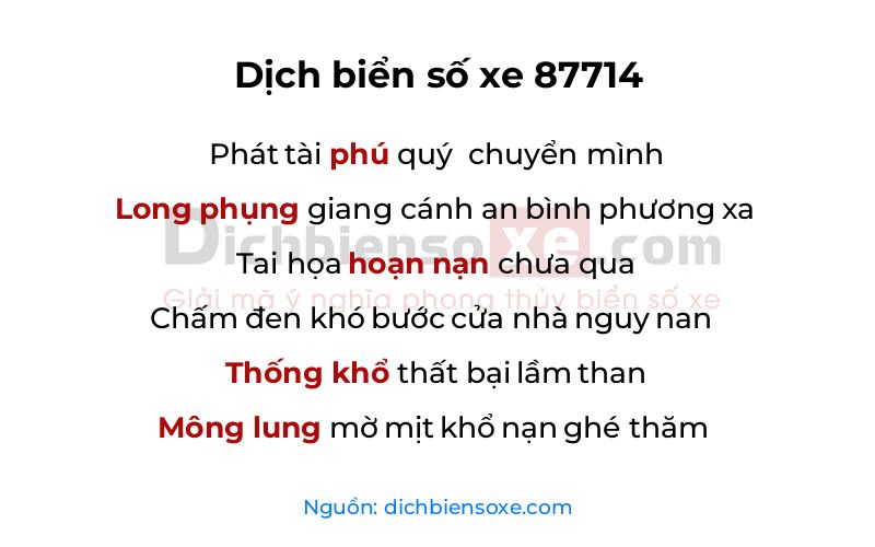 Dịch thơ biển số 87714