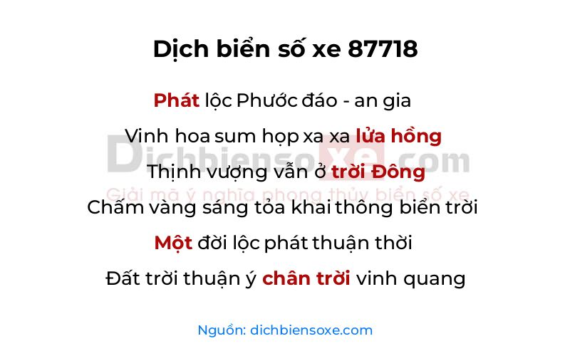 Dịch thơ biển số 87718