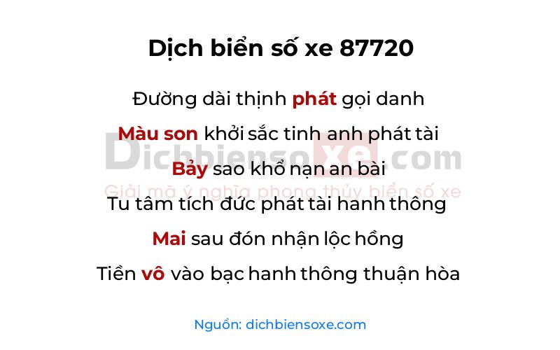 Dịch thơ biển số 87720