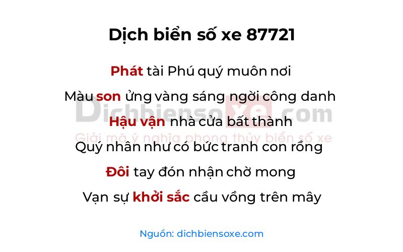 Dịch thơ biển số 87721