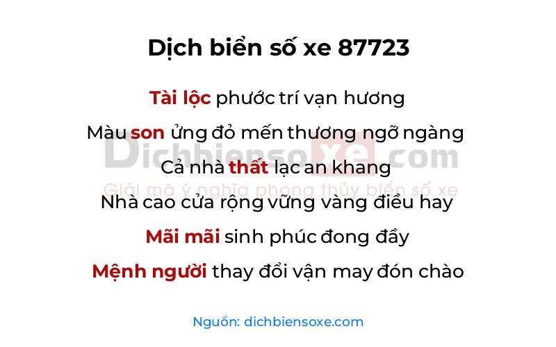 Dịch thơ biển số 87723