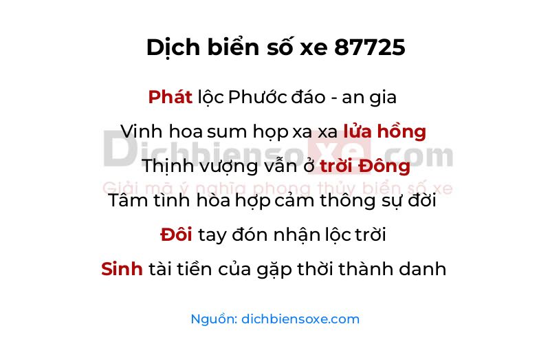 Dịch thơ biển số 87725