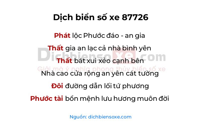 Dịch thơ biển số 87726