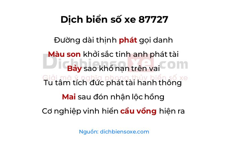 Dịch thơ biển số 87727