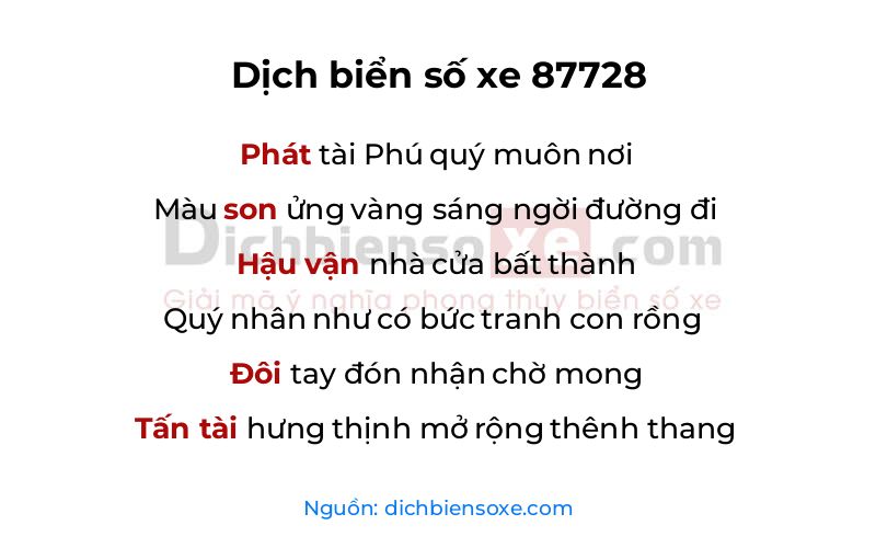 Dịch thơ biển số 87728