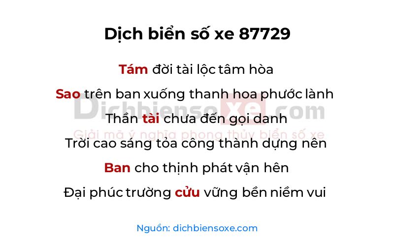 Dịch thơ biển số 87729