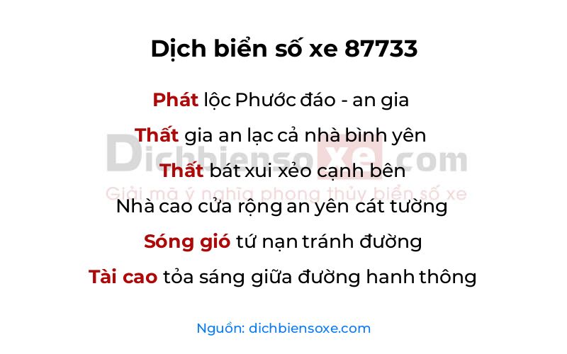 Dịch thơ biển số 87733