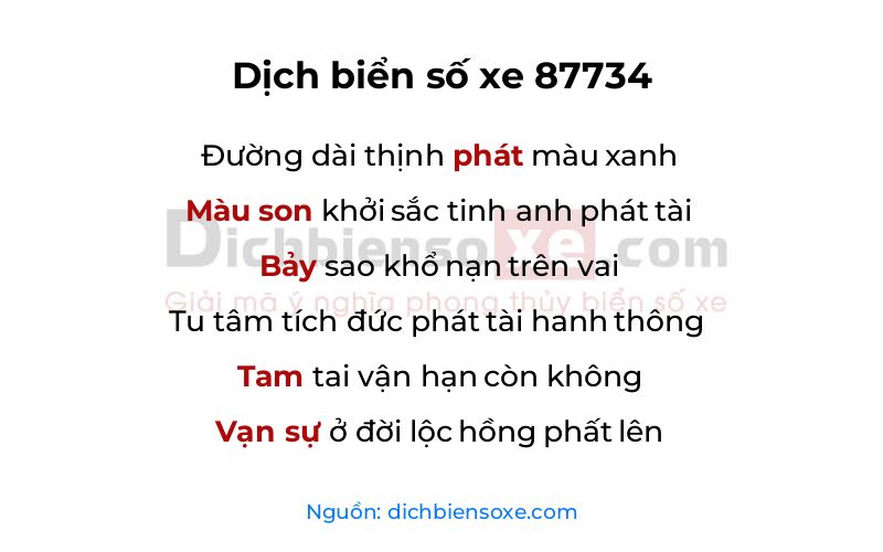 Dịch thơ biển số 87734