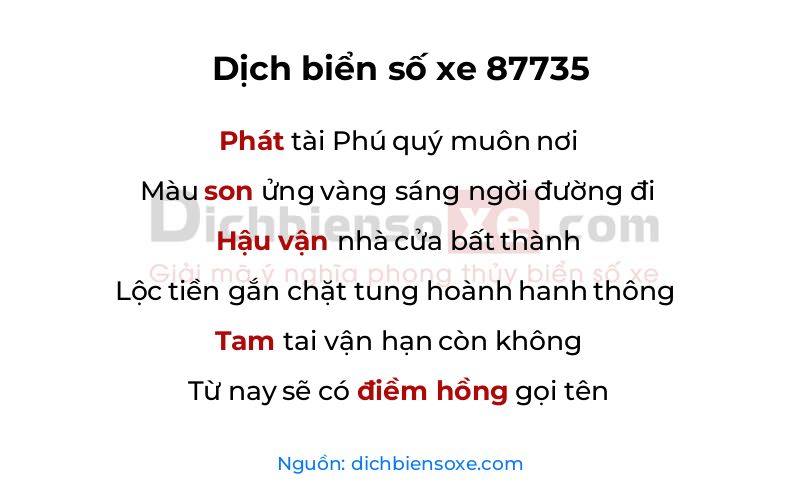 Dịch thơ biển số 87735