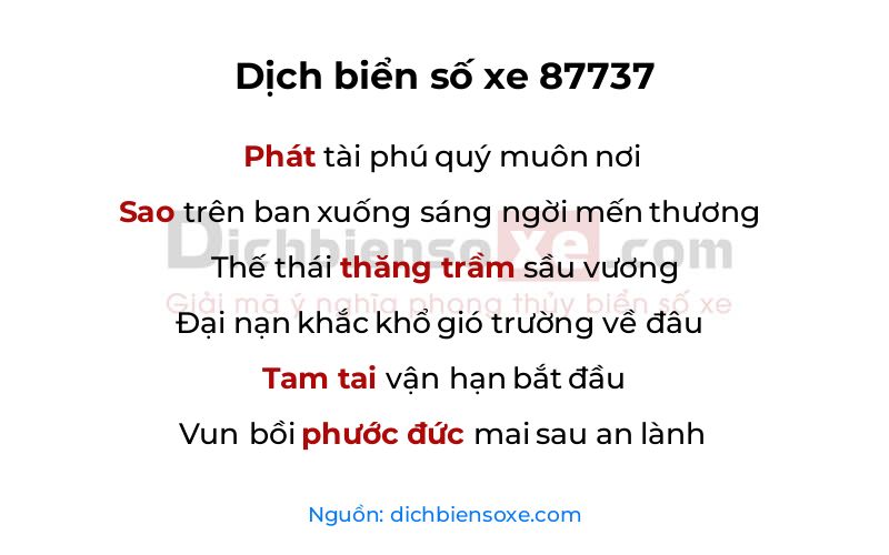 Dịch thơ biển số 87737