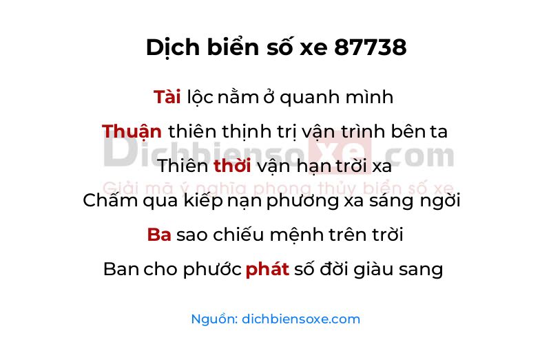 Dịch thơ biển số 87738