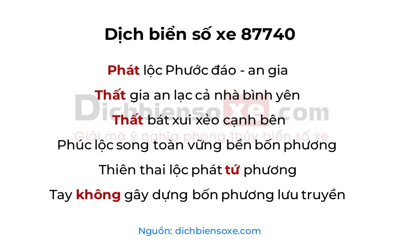 Dịch thơ biển số 87740
