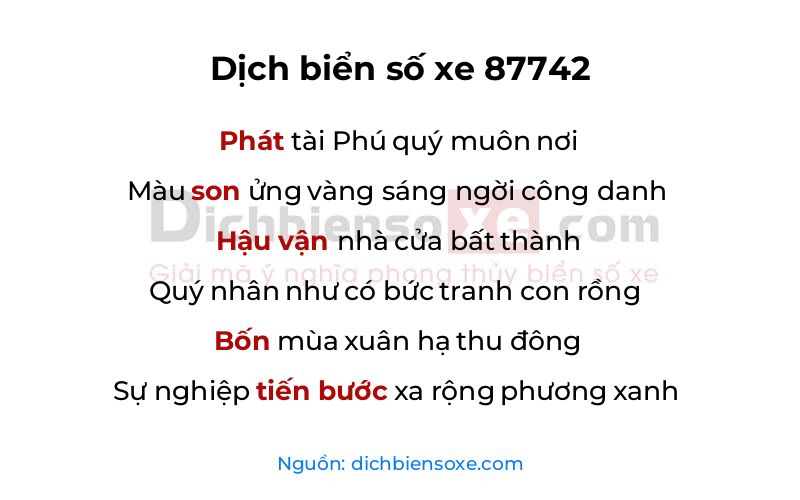 Dịch thơ biển số 87742