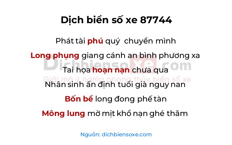 Dịch thơ biển số 87744