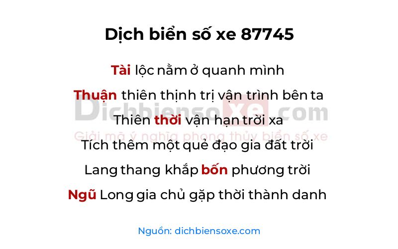 Dịch thơ biển số 87745
