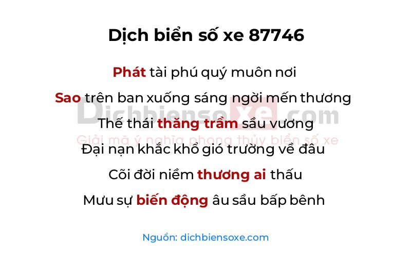 Dịch thơ biển số 87746