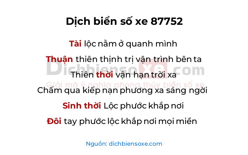 Dịch thơ biển số 87752