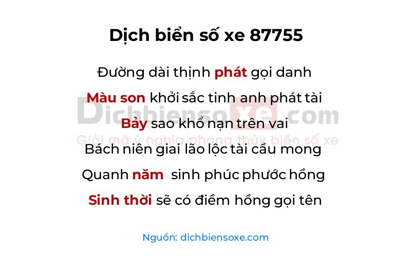 Dịch thơ biển số 87755