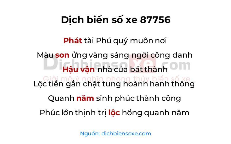 Dịch thơ biển số 87756